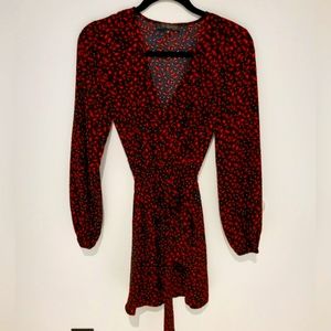 Long sleeve black and red dress XS